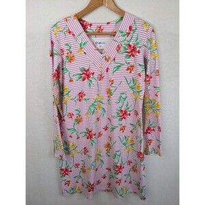 NWOT IBKUL Long Sleeve Dress $128 Stretch Athletic Striped Floral V-Neck Size M